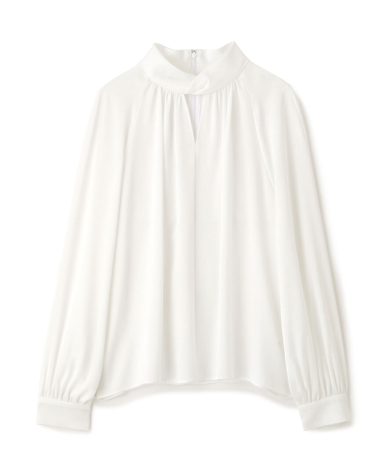 ギャザーネックドットジャガードブラウス