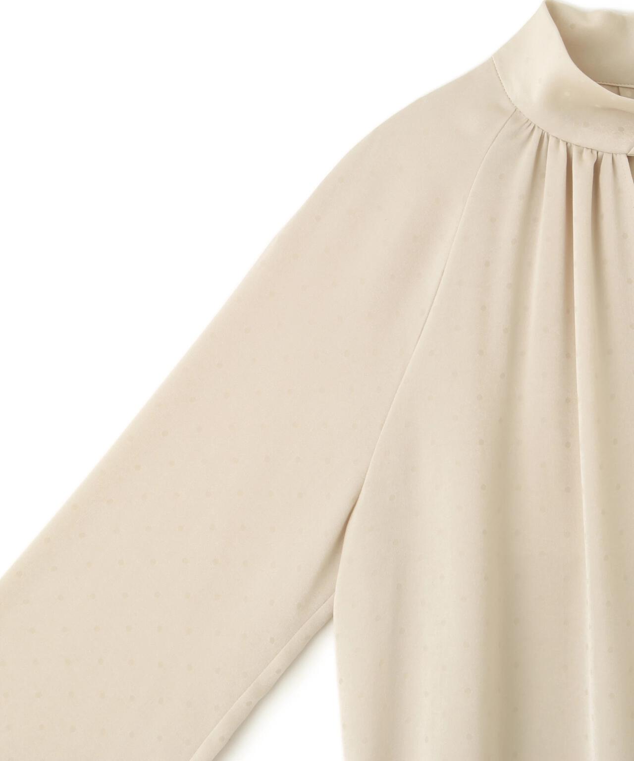 ギャザーネックドットジャガードブラウス