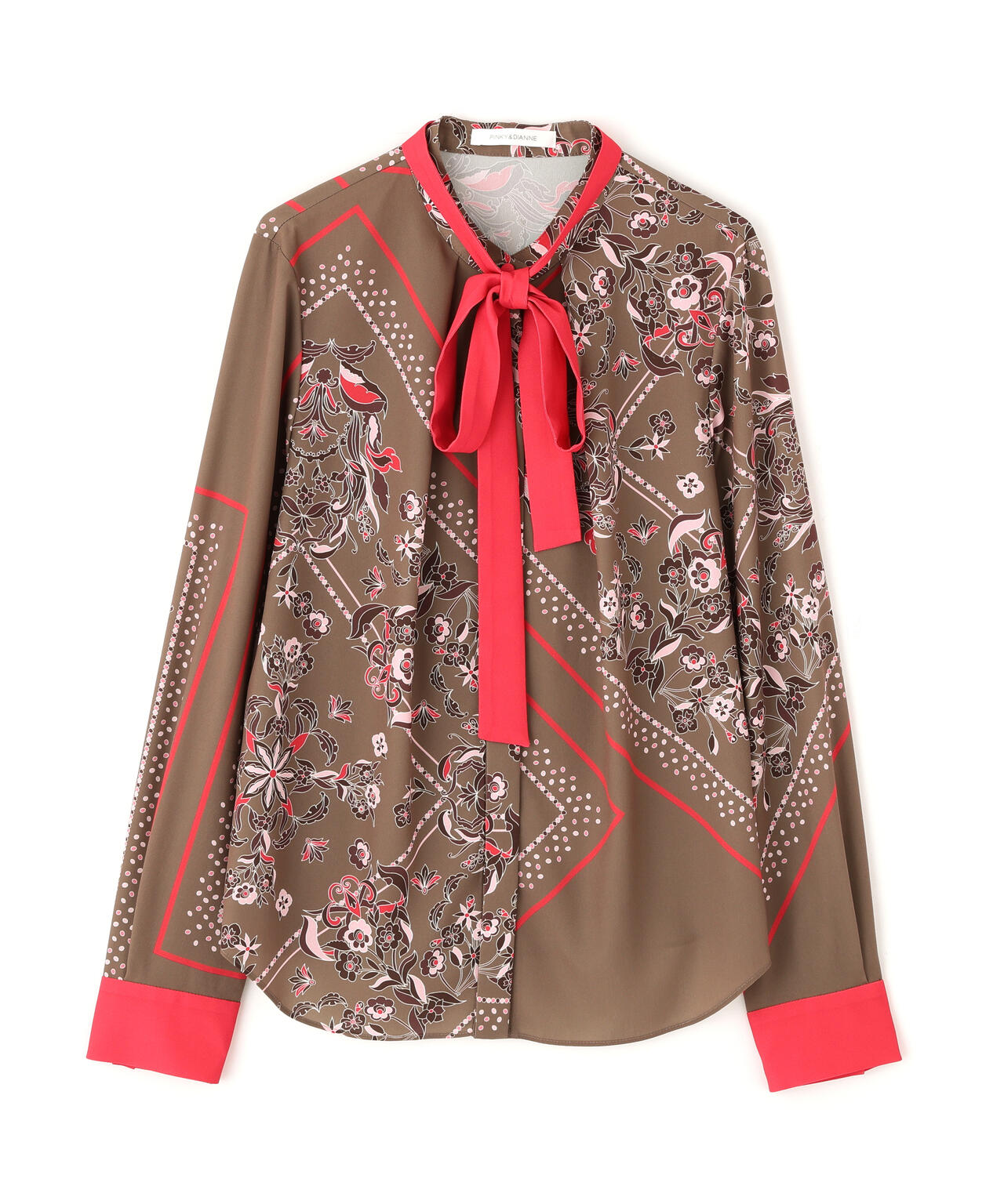 フローラルスカーフプリントブラウス