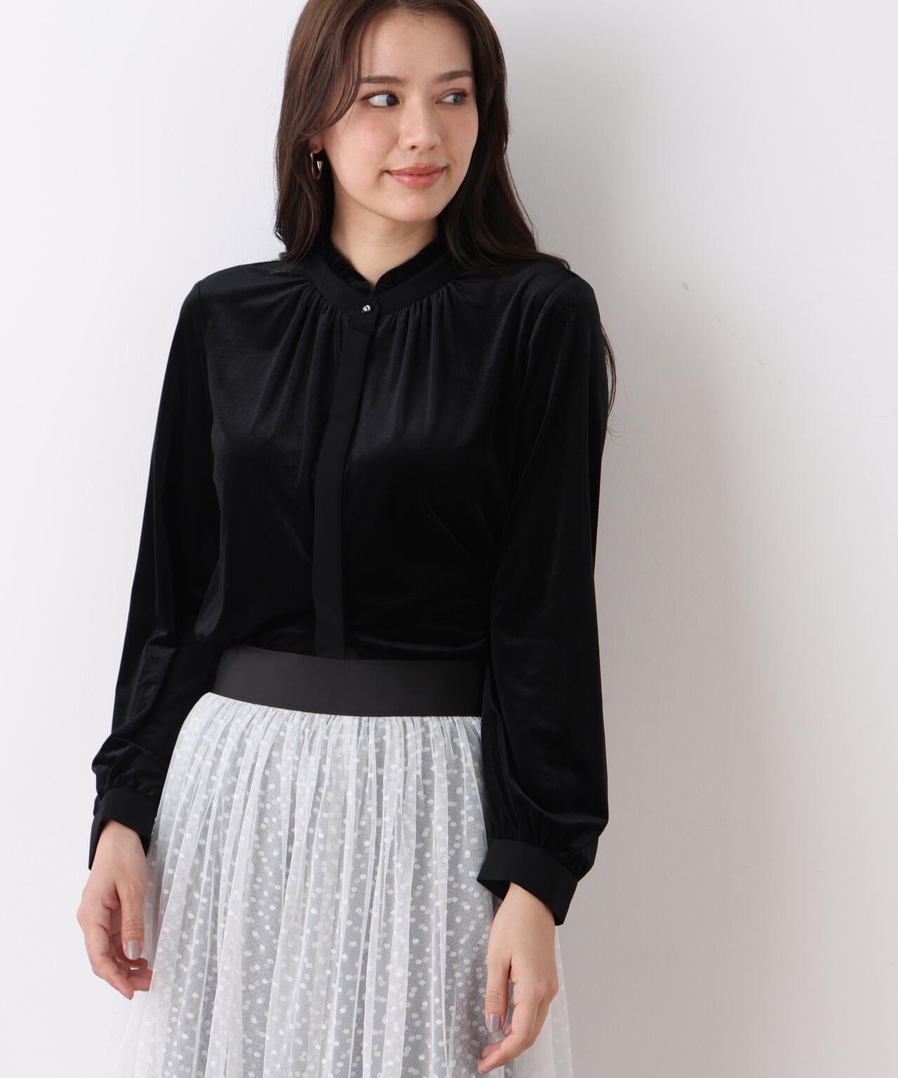 ベルベットコンビギャザーブラウス | PINKY&DIANNE（ピンキー&ダイアン