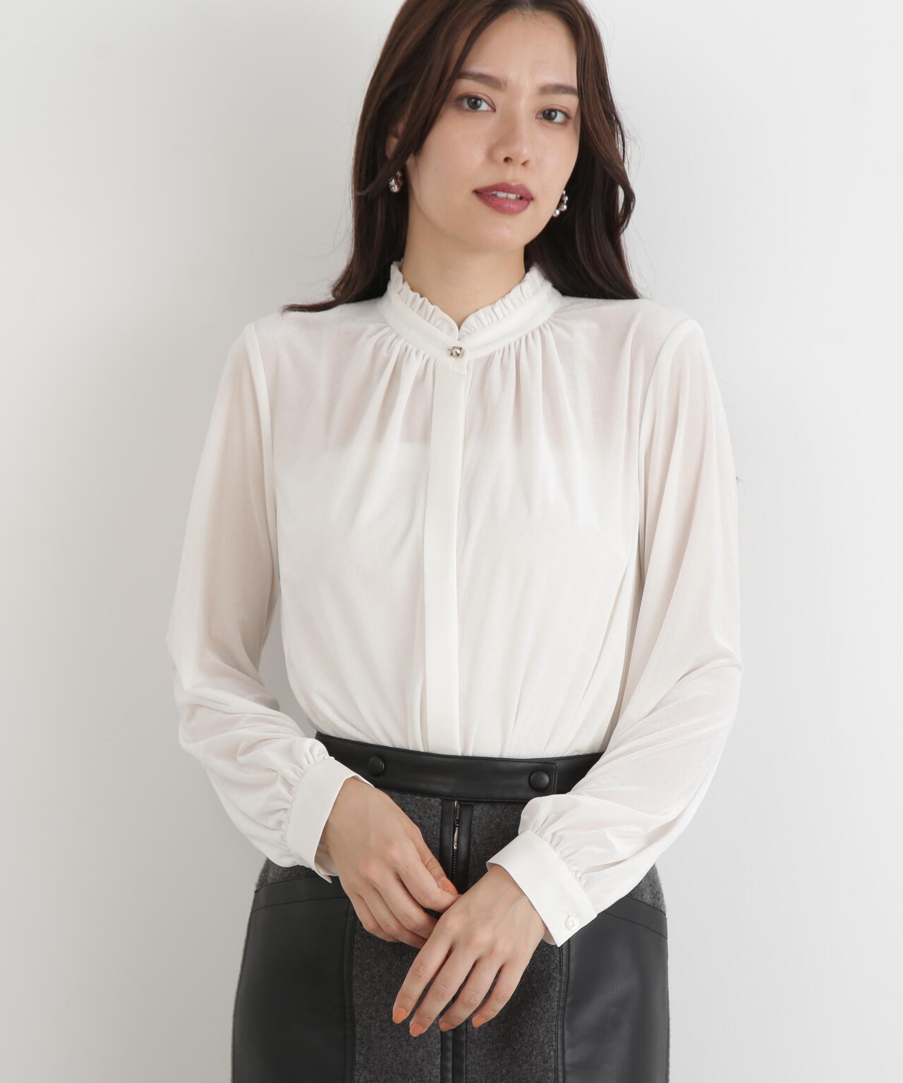 ベルベットコンビギャザーブラウス | PINKY&DIANNE（ピンキー&ダイアン