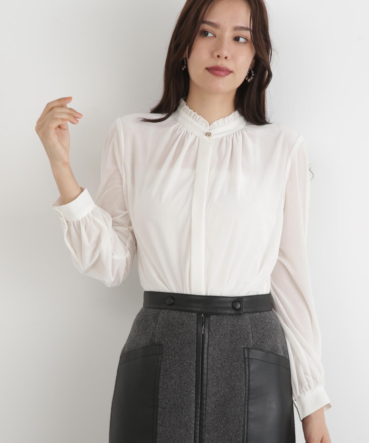 Pinky&Dianne ベルベットコンビギャザーブラウス　38 ベルベットコンビギャザーブラウス | PINKY&DIANNE（ピンキー&ダイアン