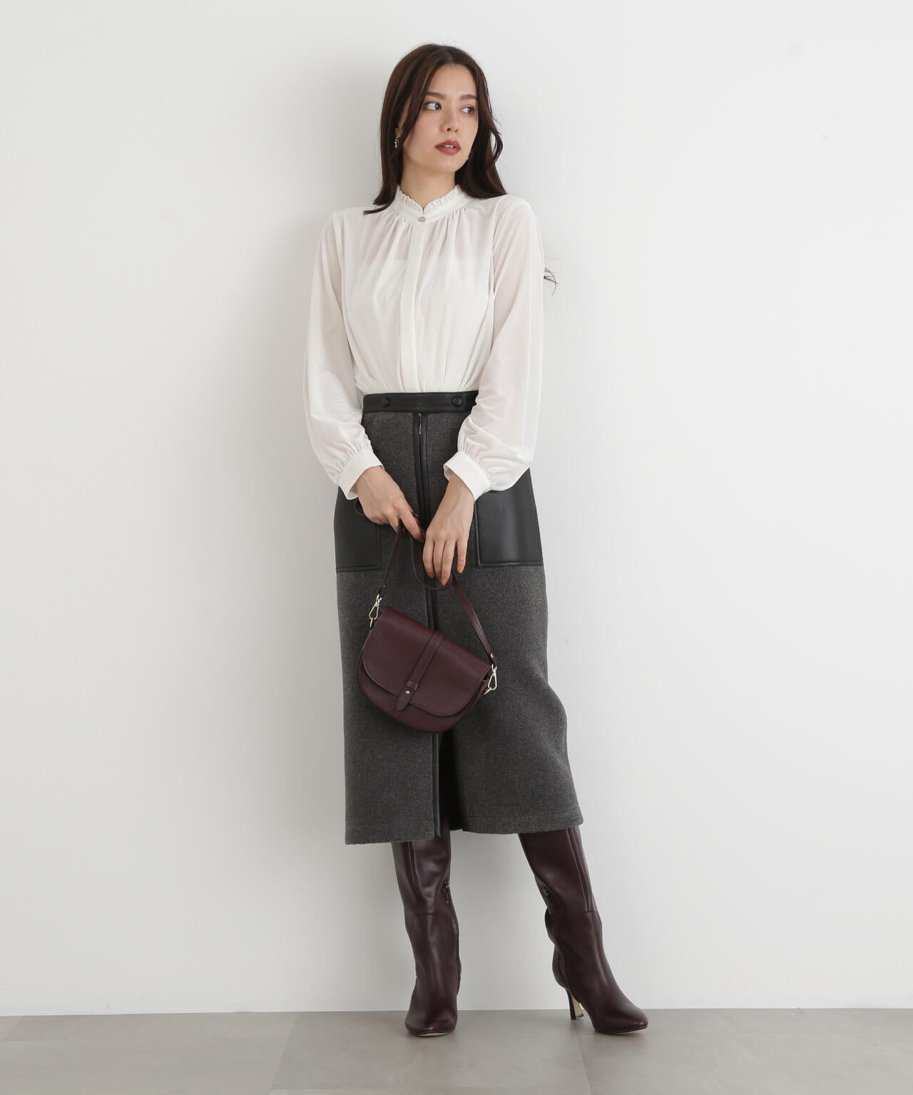 ベルベットコンビギャザーブラウス | PINKY&DIANNE（ピンキー&ダイアン