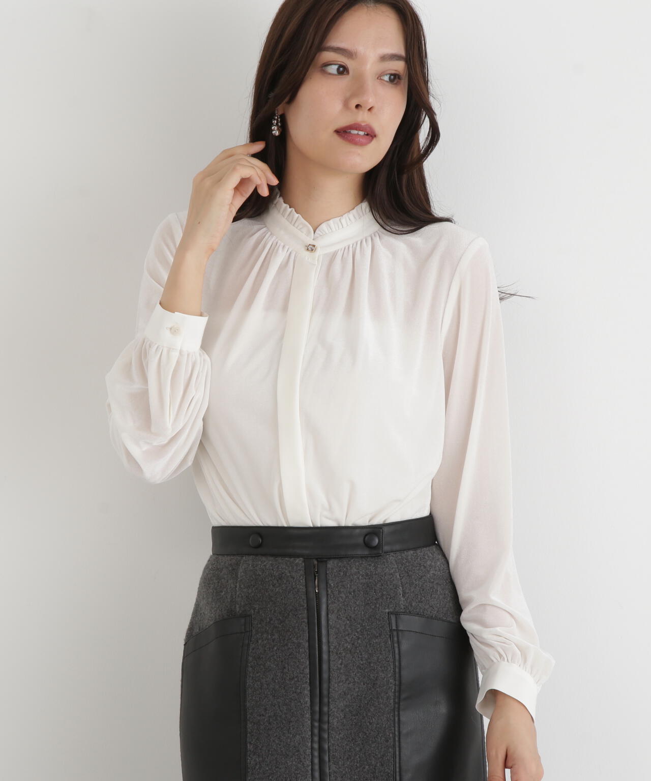 Pinky&Dianne ベルベットコンビギャザーブラウス　38 ベルベットコンビギャザーブラウス | PINKY&DIANNE（ピンキー&ダイアン