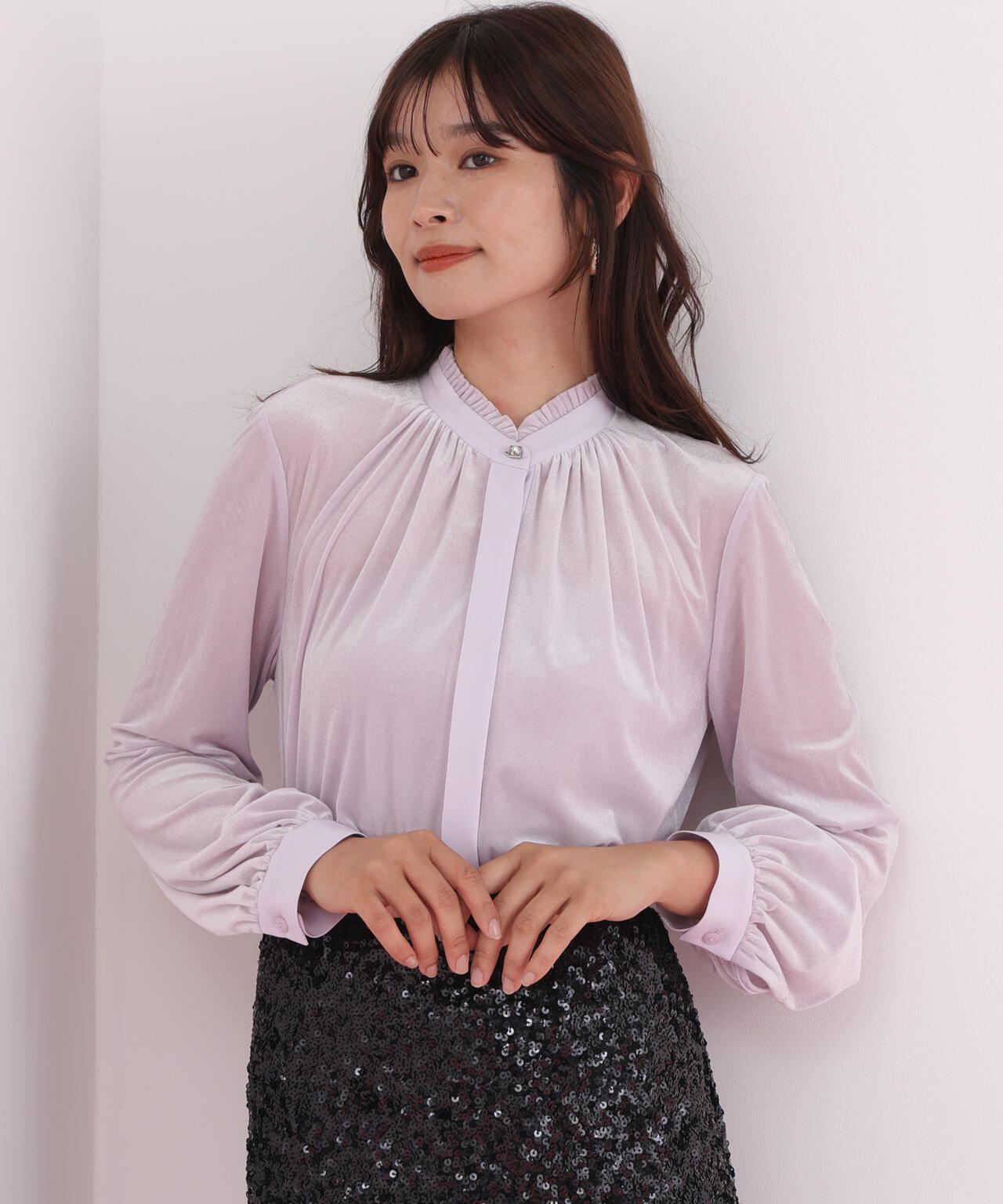 ベルベットコンビギャザーブラウス | PINKY&DIANNE（ピンキー&ダイアン