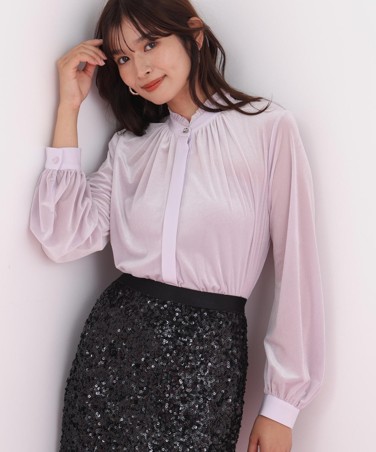 ベルベットコンビギャザーブラウス | PINKY&DIANNE（ピンキー&ダイアン