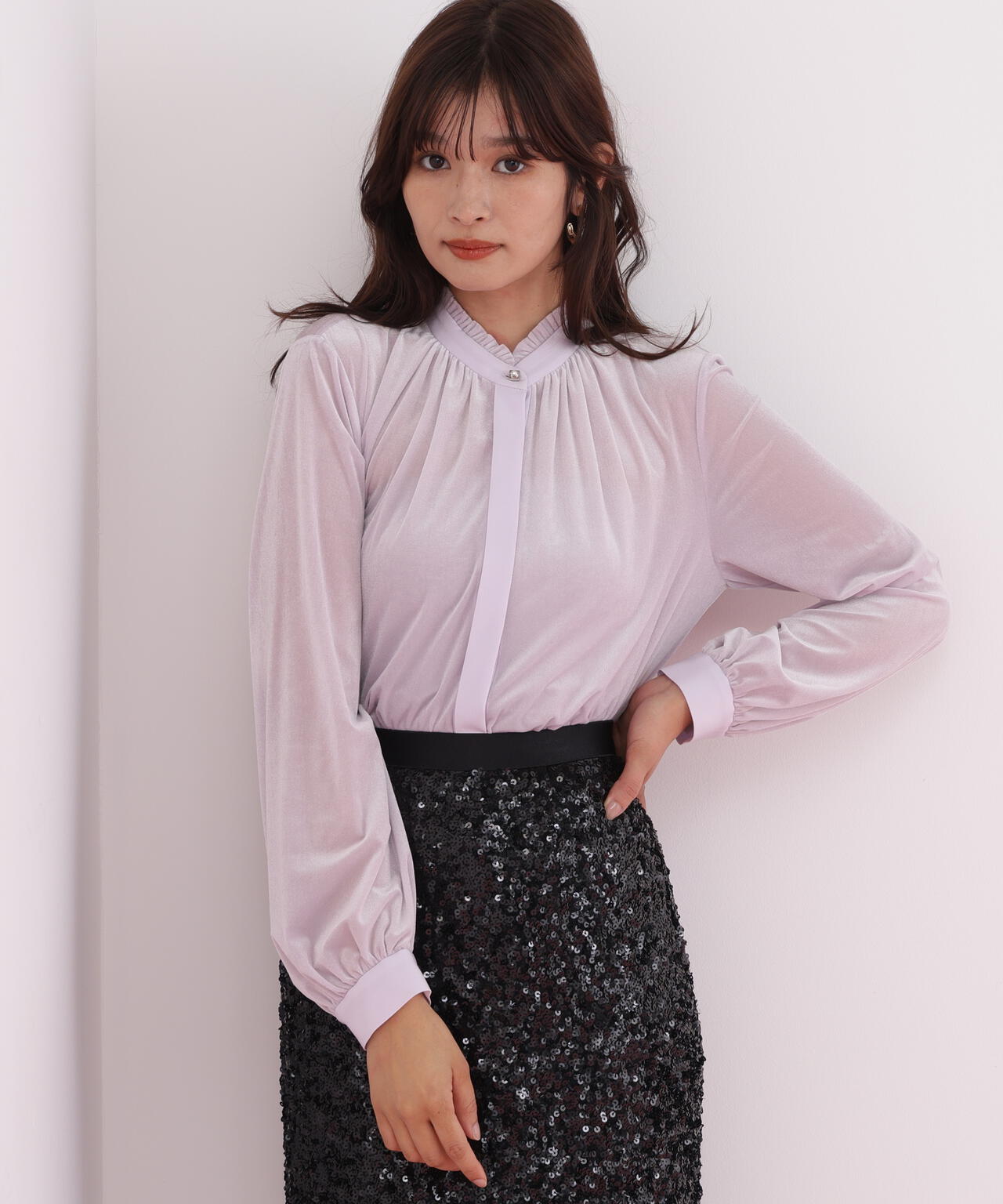 ベルベットコンビギャザーブラウス | PINKY&DIANNE（ピンキー&ダイアン