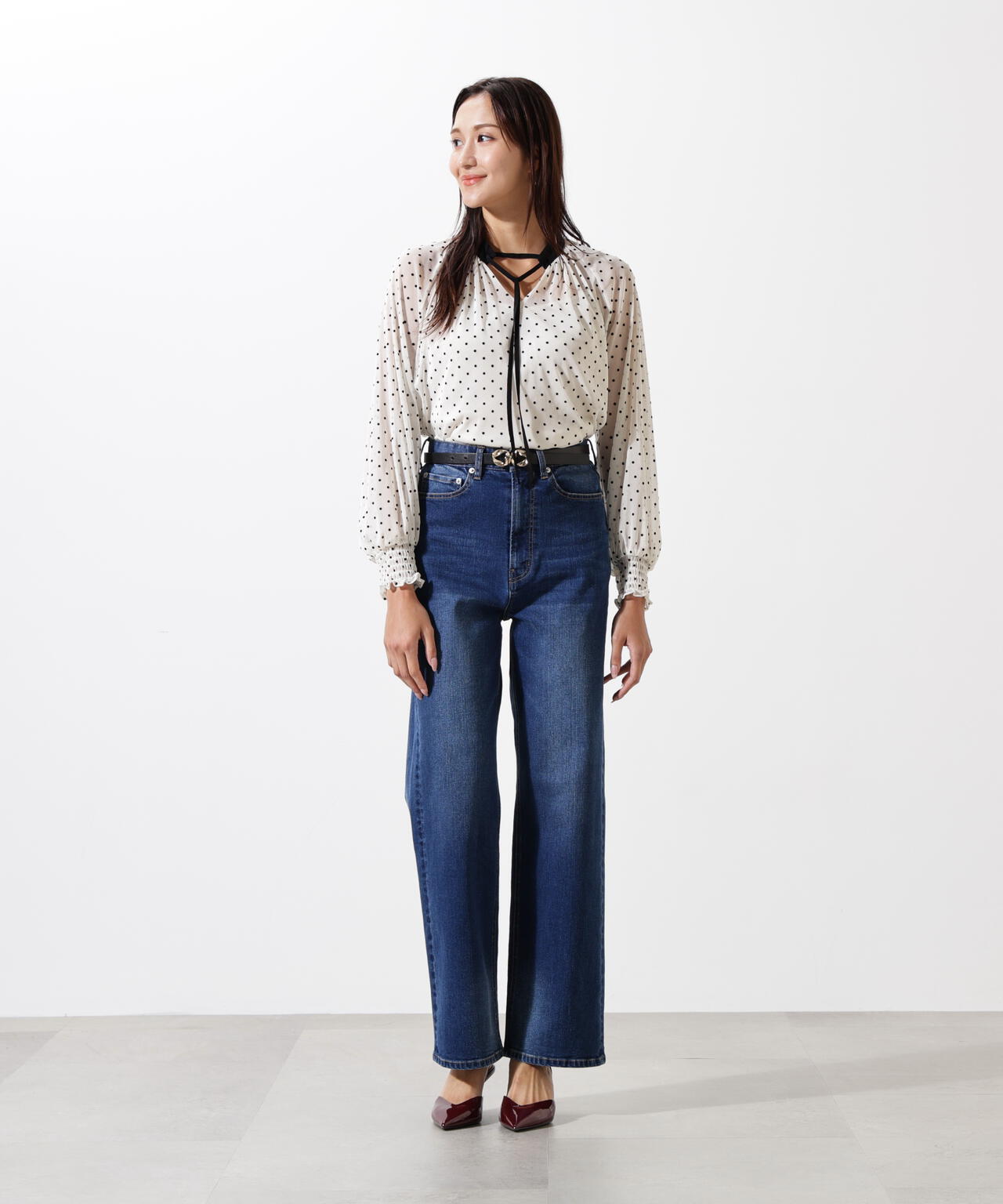 ドットフロッキーブラウス