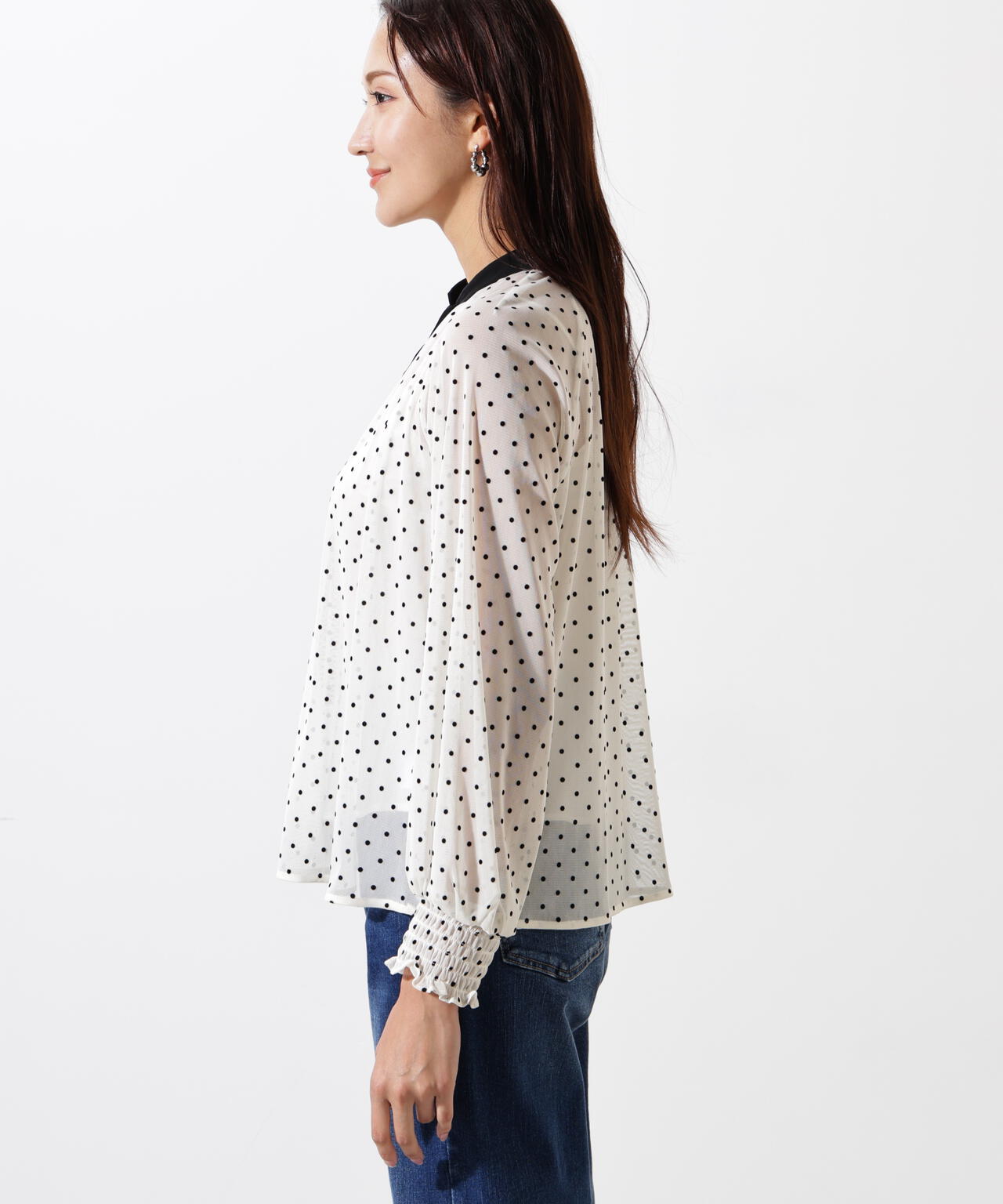 ドットフロッキーブラウス