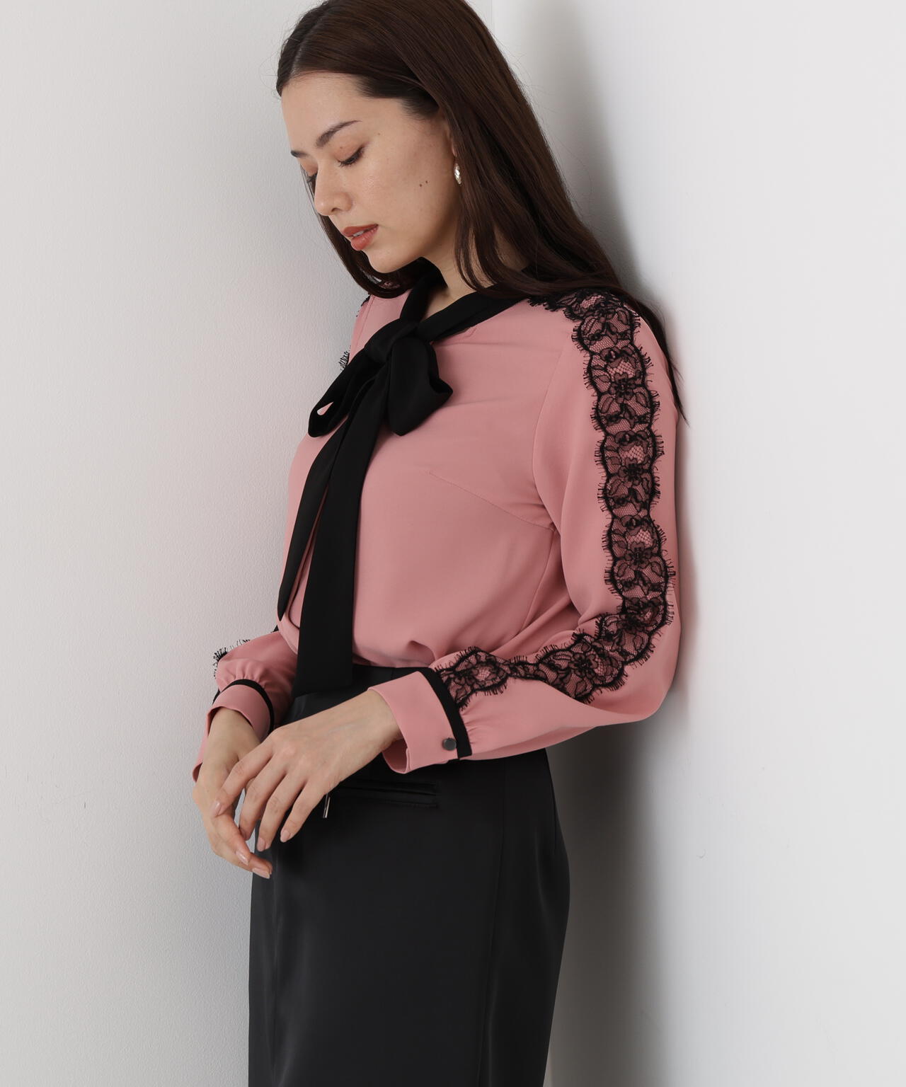 レースコンビバイカラーリボンブラウス | PINKY&DIANNE（ピンキー