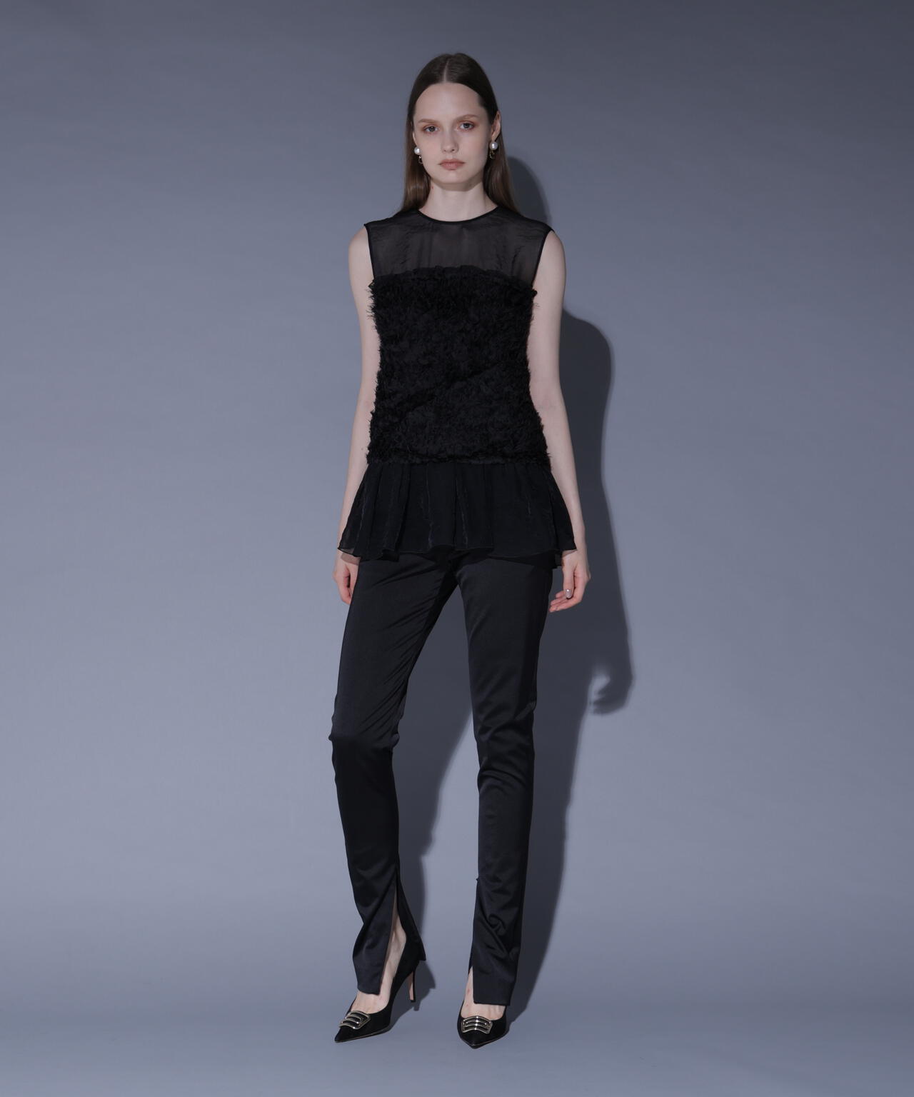 ジャカードペプラムブラウス_