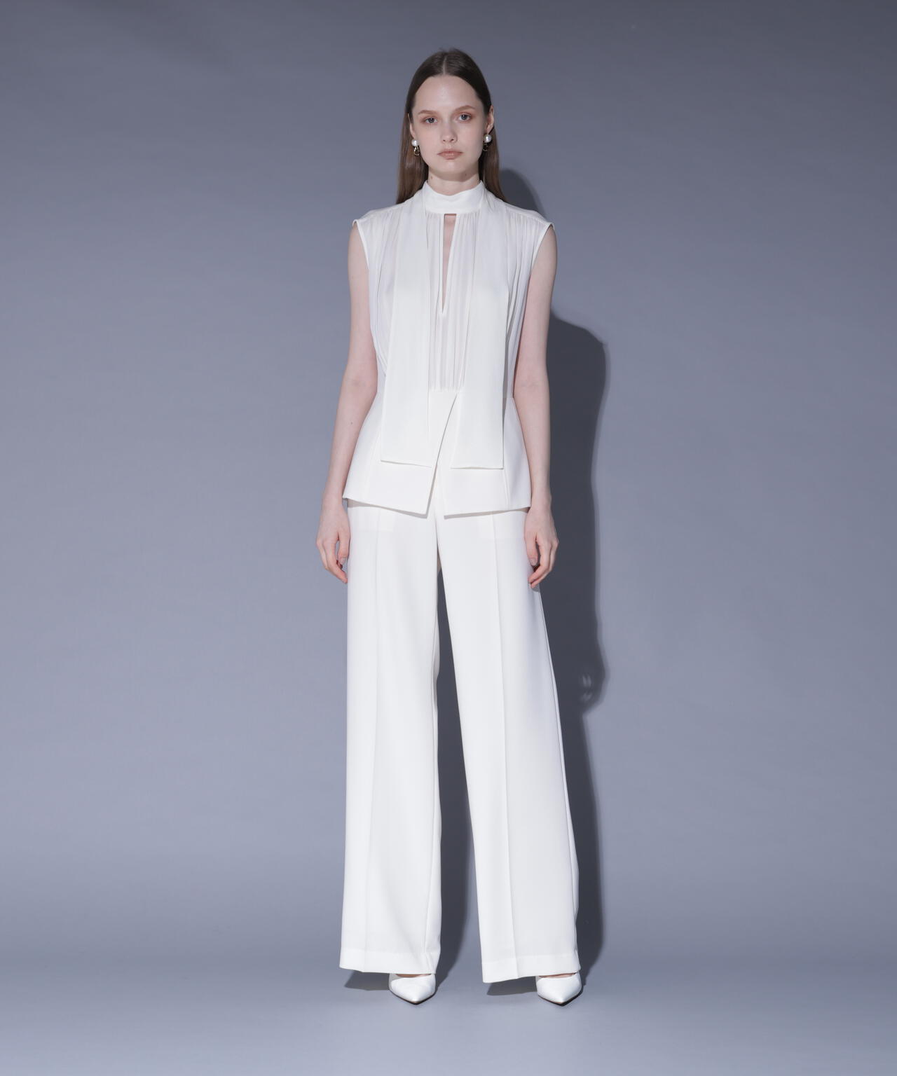 シルクレイヤードペプラムブラウス_