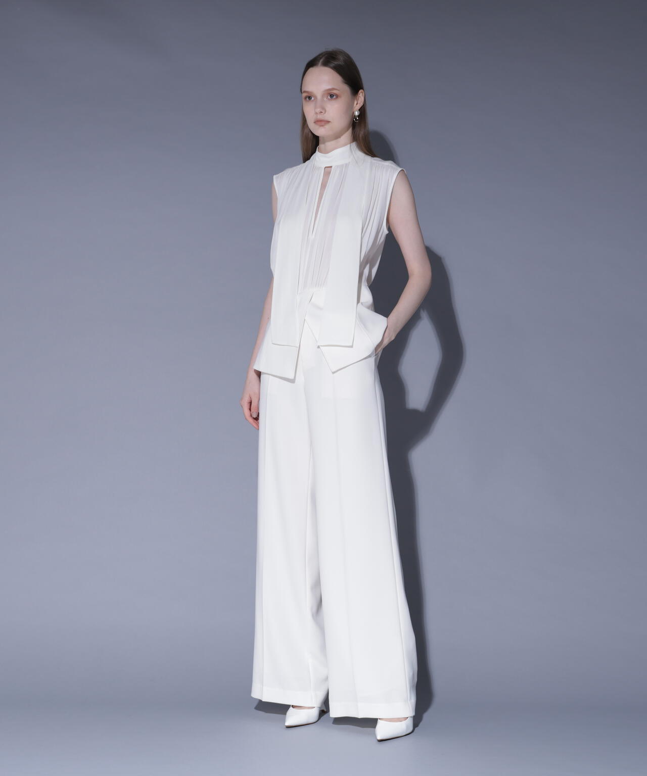 シルクレイヤードペプラムブラウス_