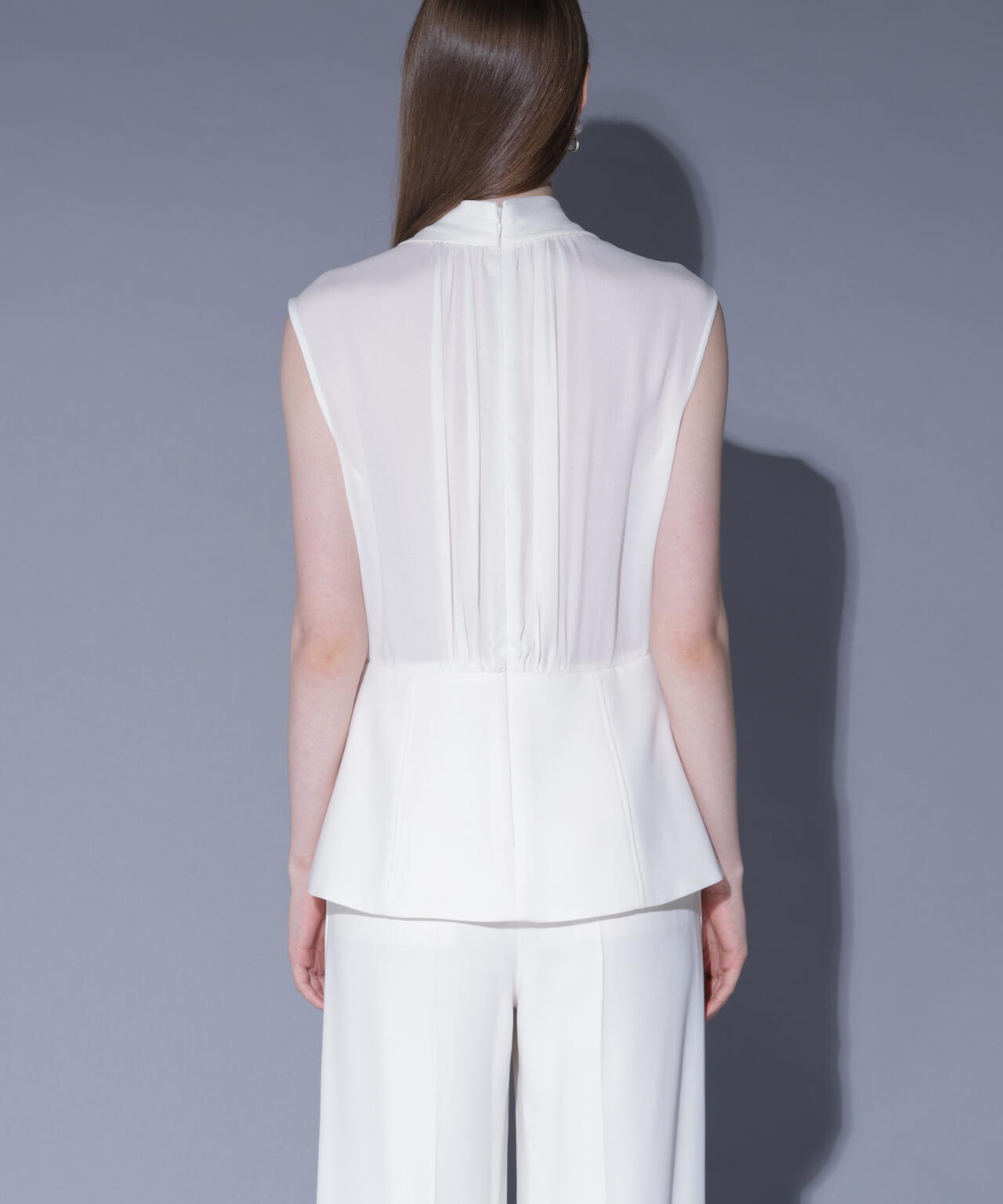 シルクレイヤードペプラムブラウス_