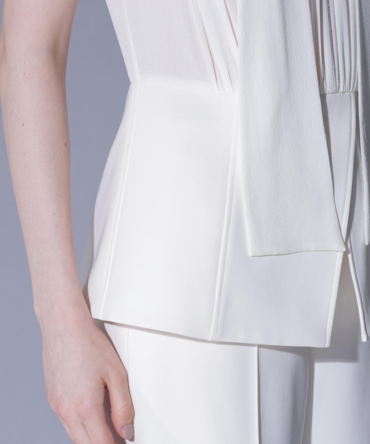 シルクレイヤードペプラムブラウス_