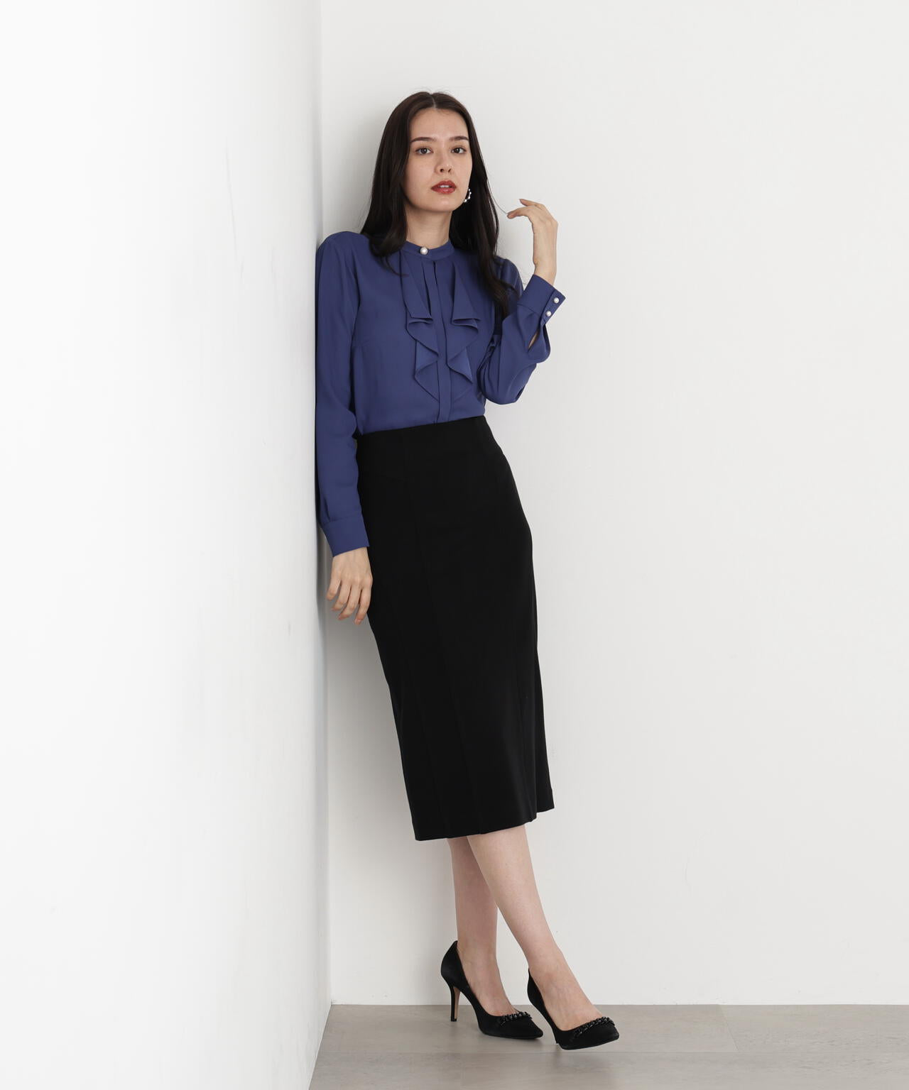 ［WEB/店舗限定カラー］ウールスムースカッティングタイトスカート