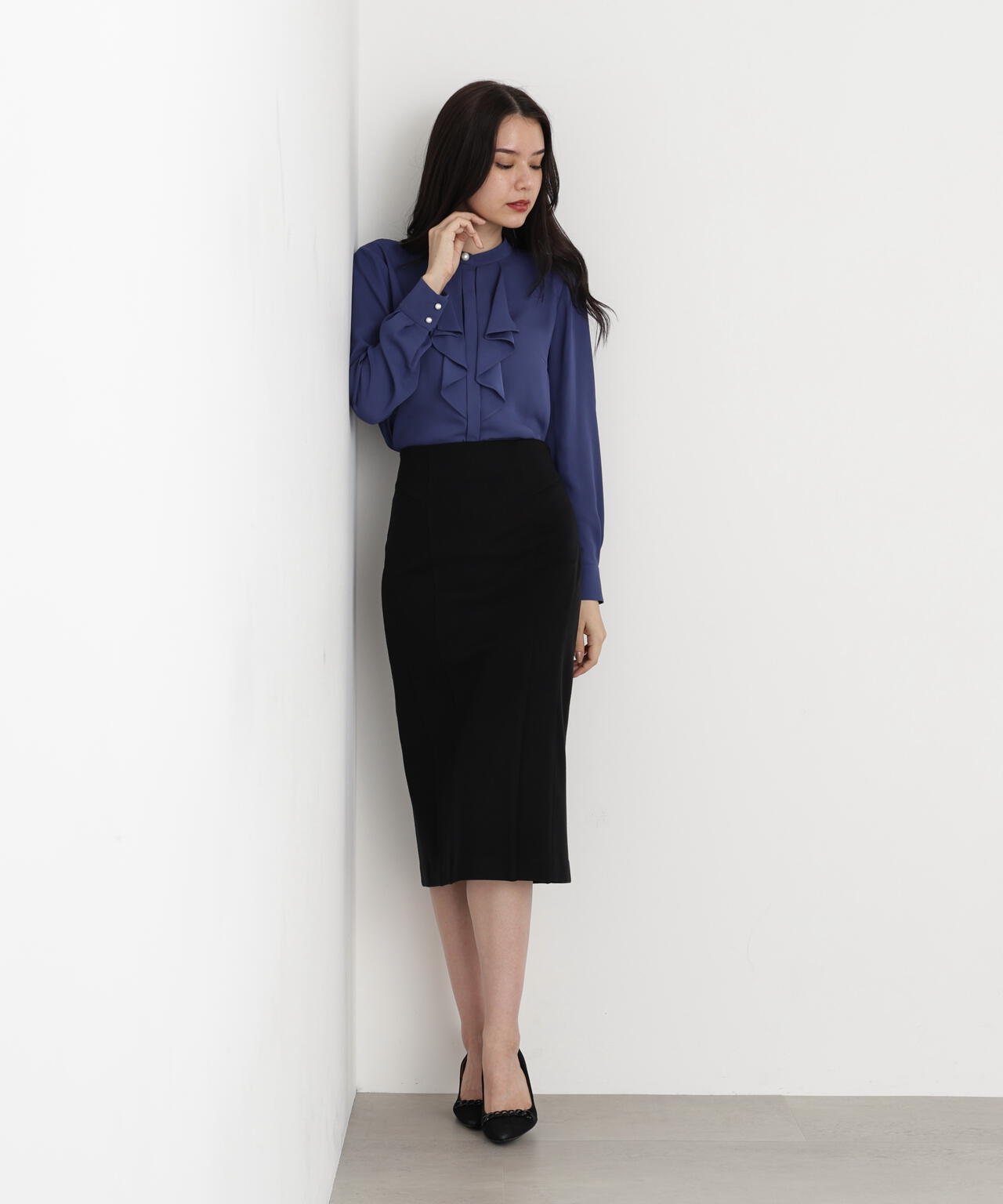 ［WEB/店舗限定カラー］ウールスムースカッティングタイトスカート