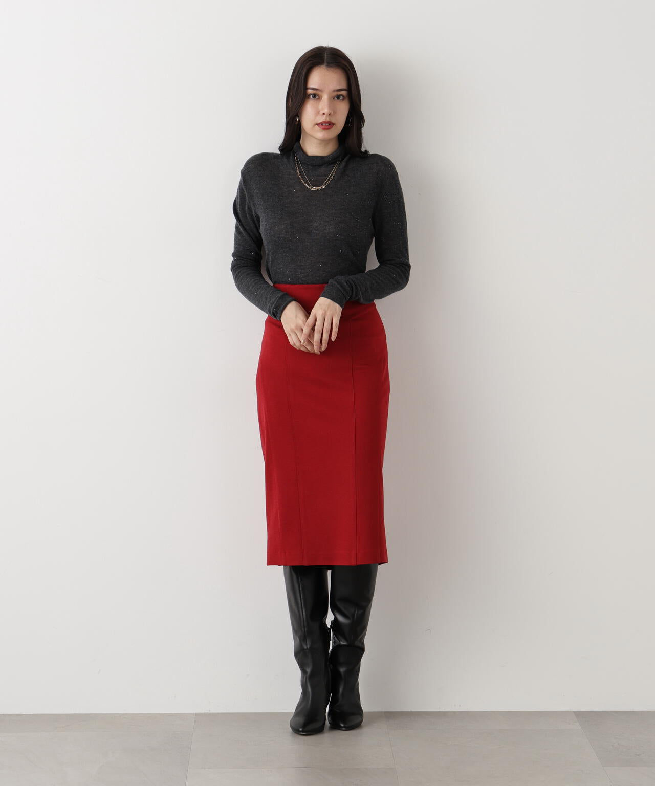 WEB/店舗限定カラー］ウールスムースカッティングタイトスカート