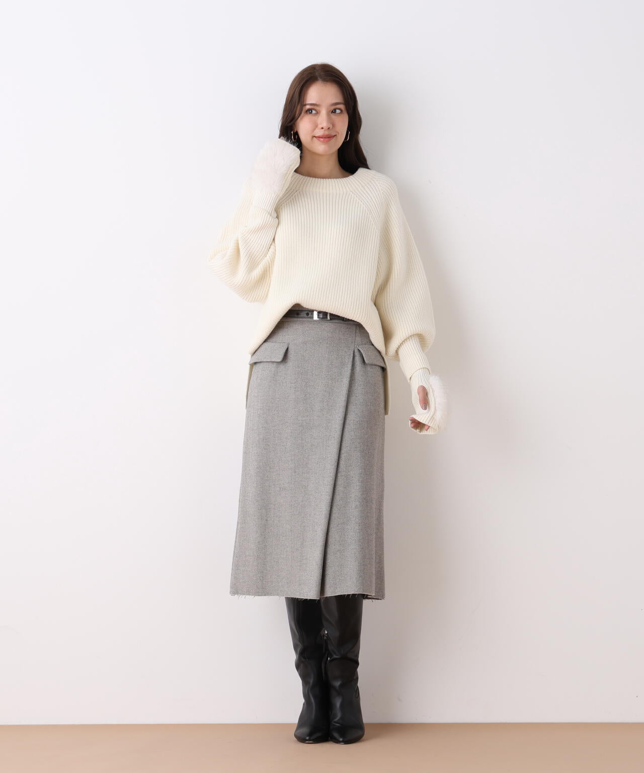 クラシカルツイードレザーベルト付きスカート | PINKY&DIANNE