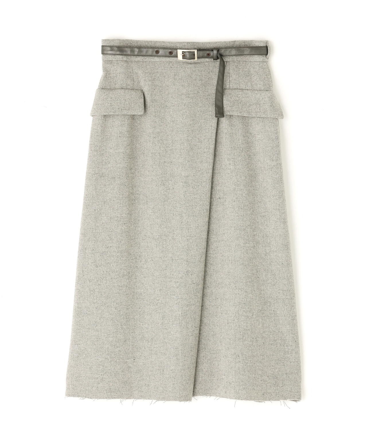 クラシカルツイードレザーベルト付きスカート