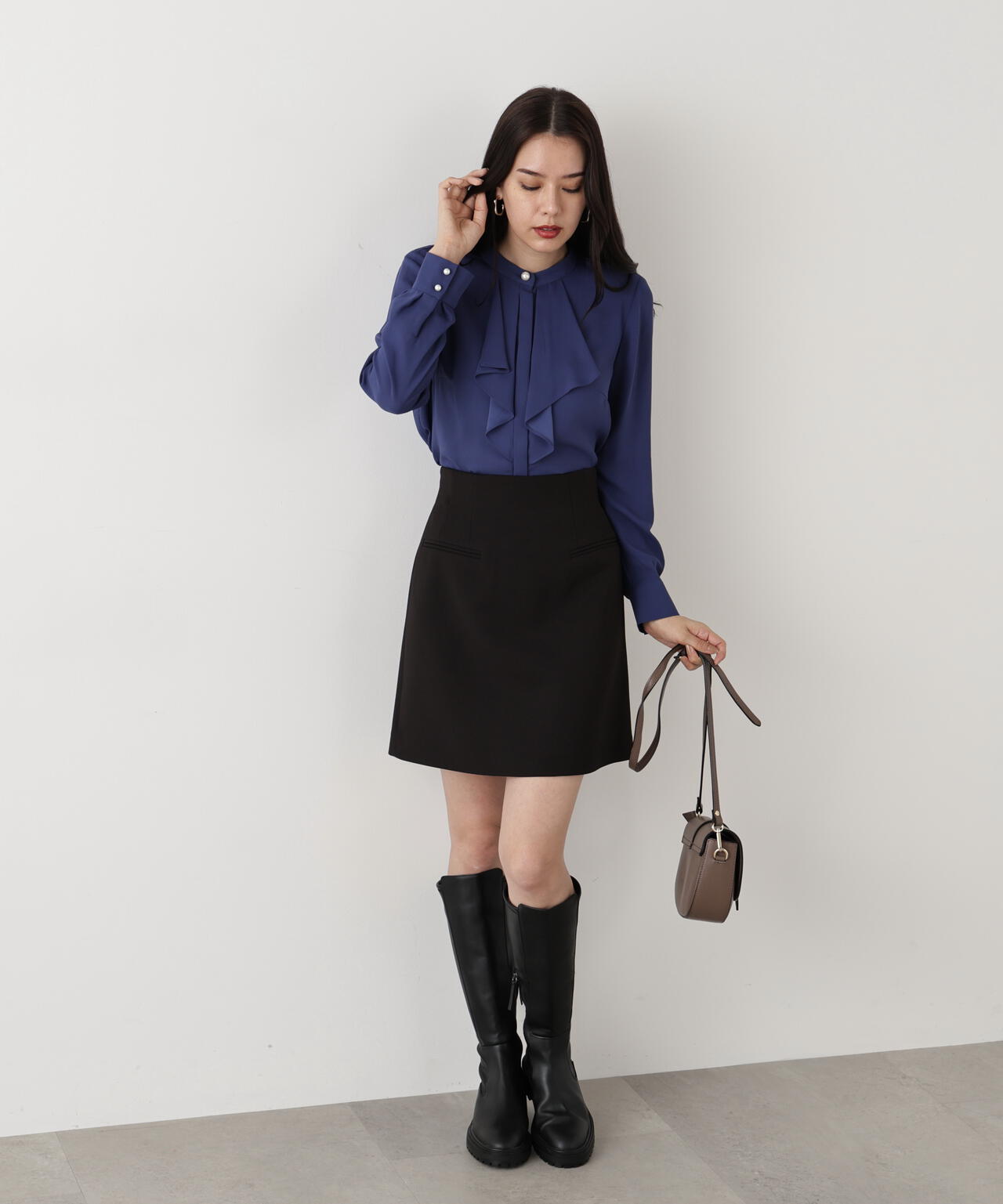 ツイルハイウエストミニスカート