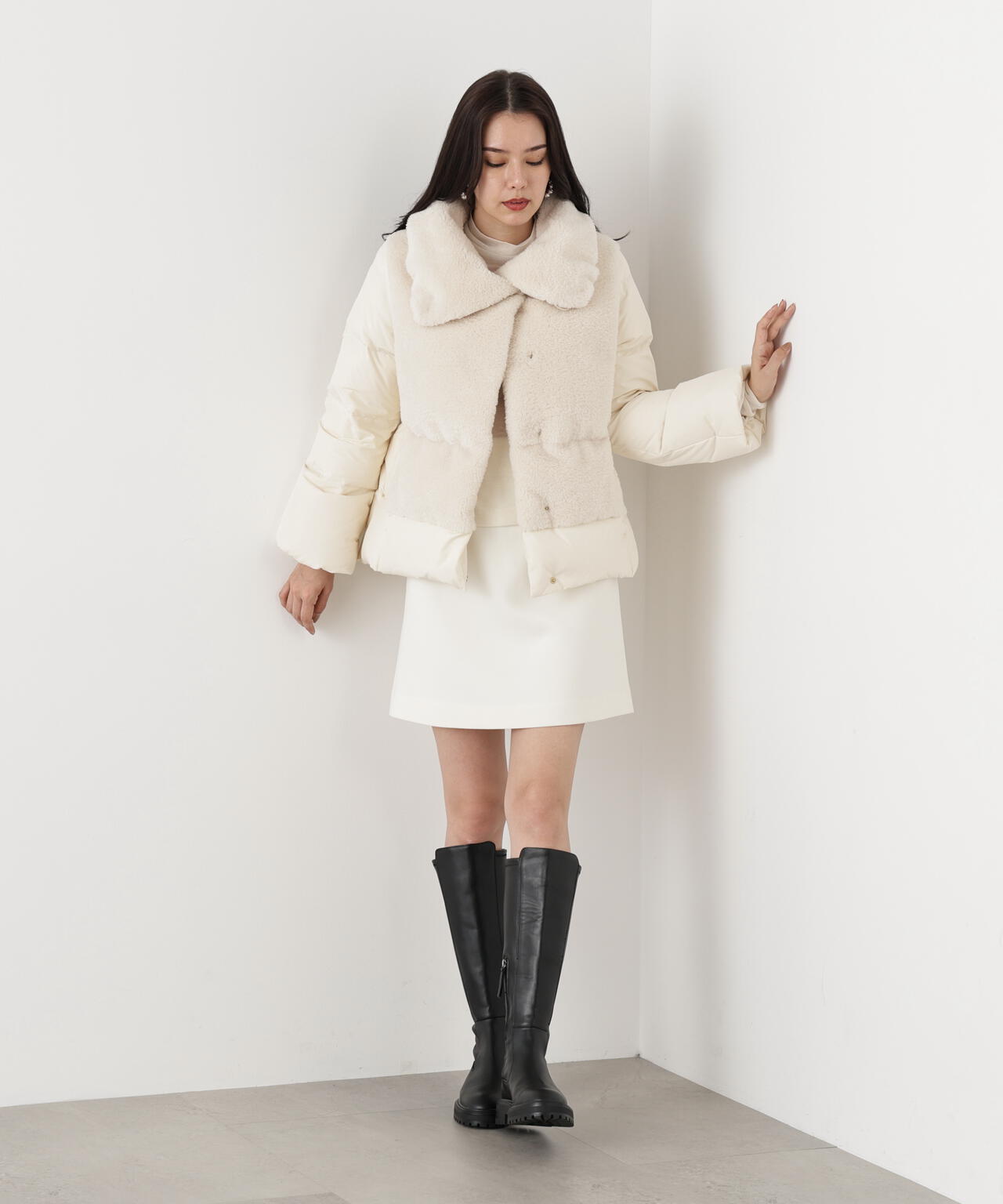 ツイルハイウエストミニスカート