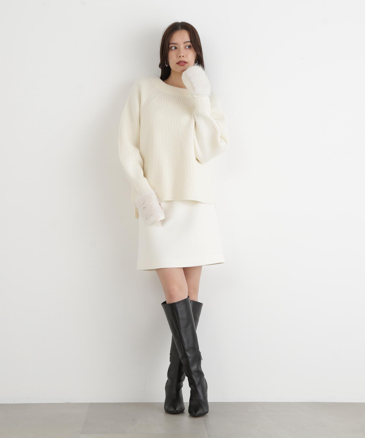 ツイルハイウエストミニスカート