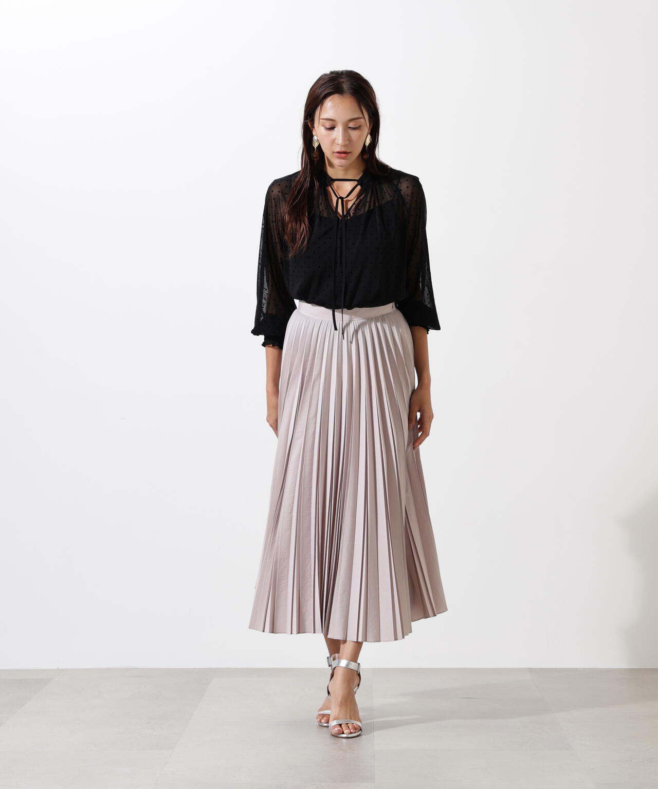 ドライタフタビンテージプリーツスカート