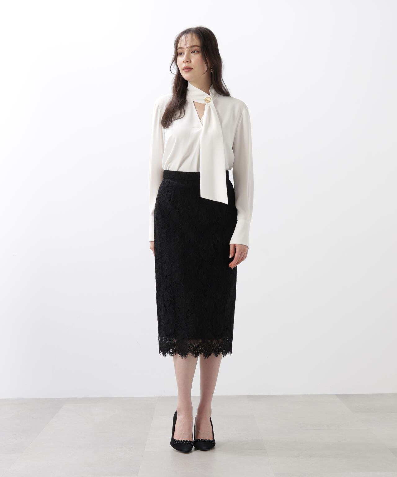 グラデーションフラワーレーススカート