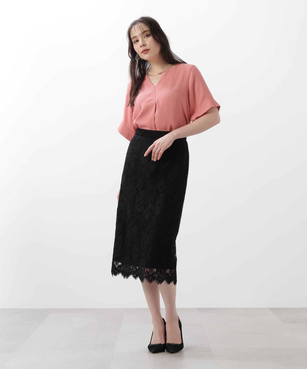 グラデーションフラワーレーススカート