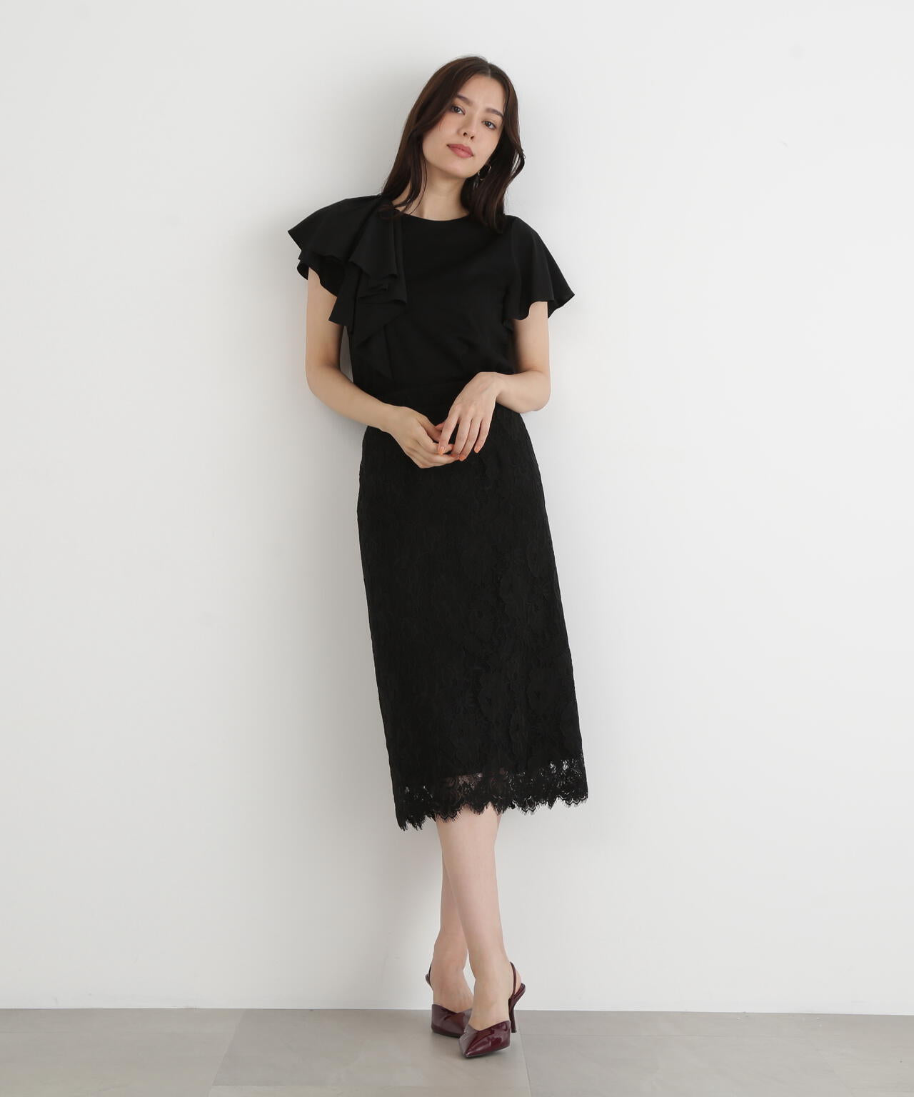 グラデーションフラワーレーススカート