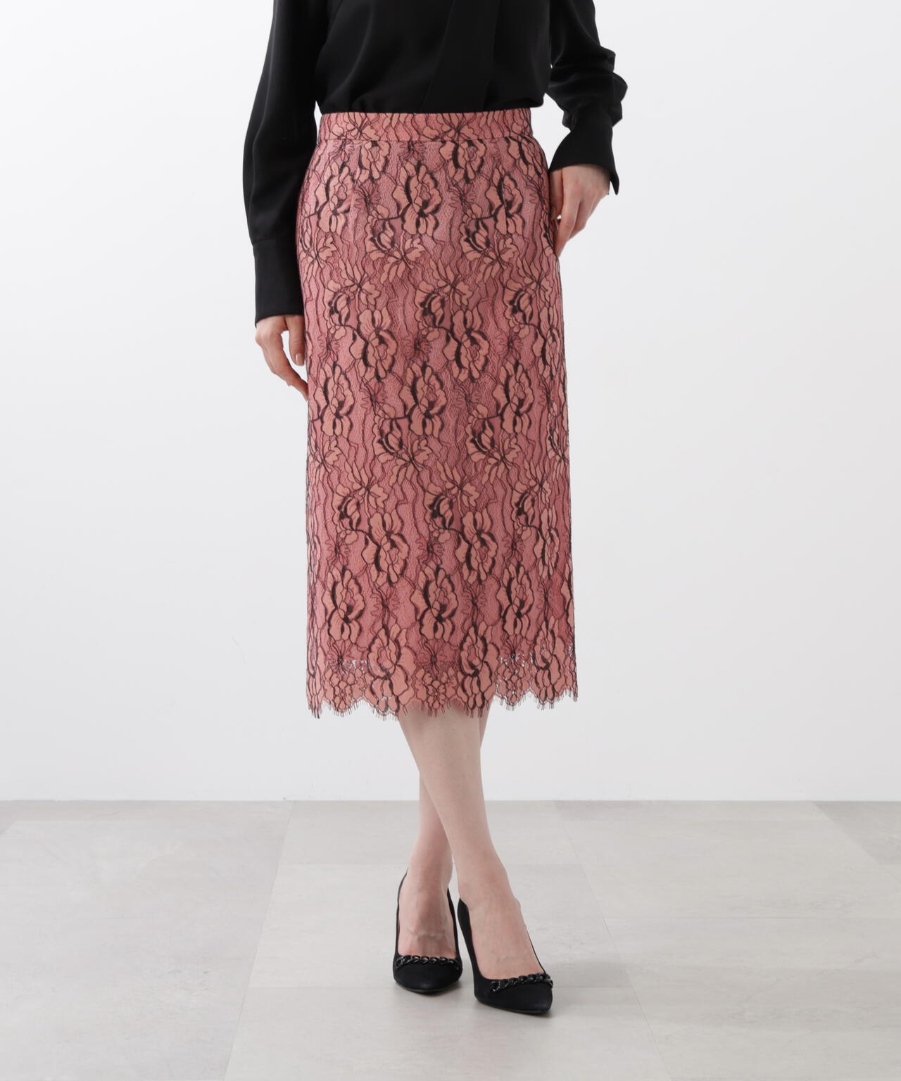 グラデーションフラワーレーススカート