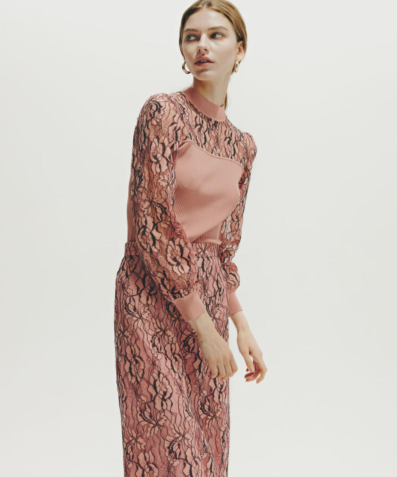 グラデーションフラワーレーススカート