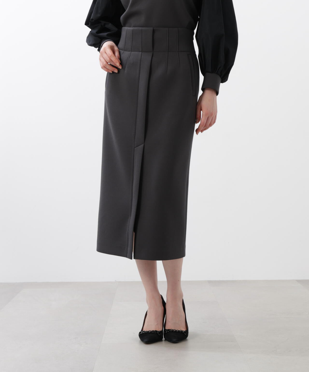 ハイウエストダンボールミディスカート