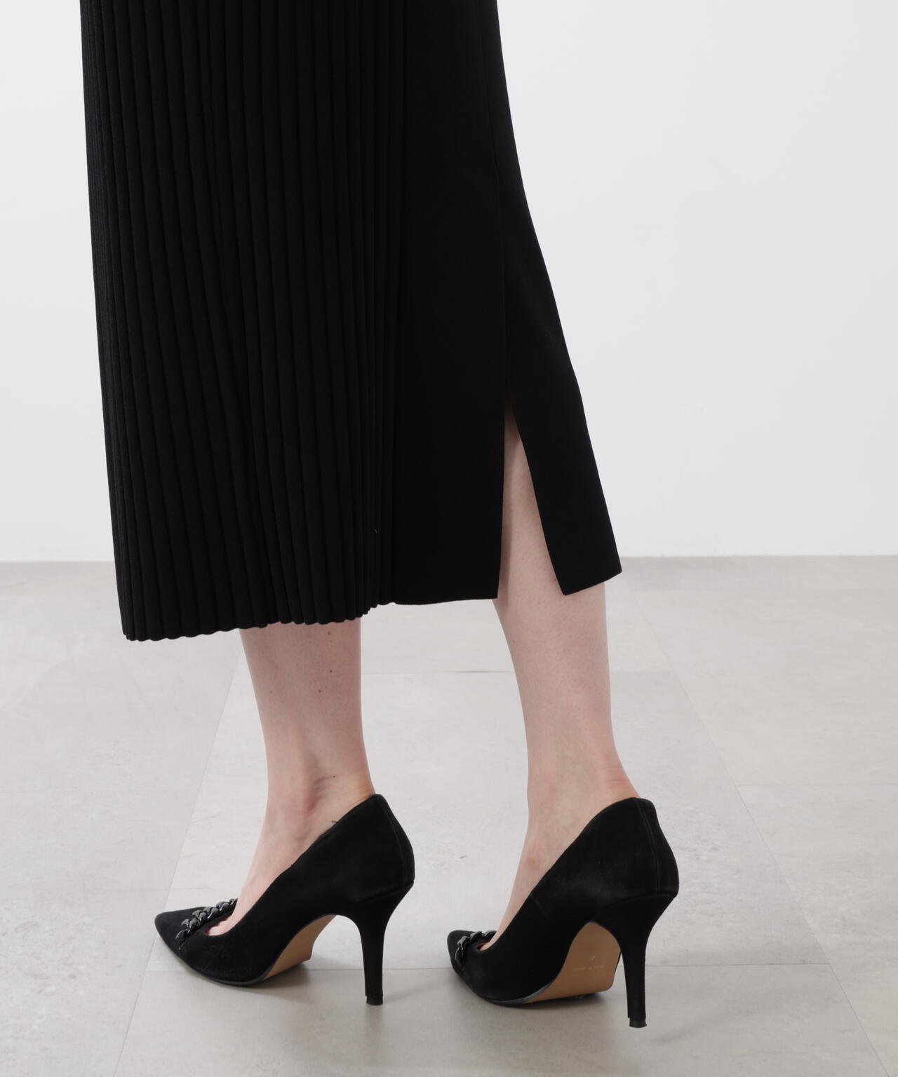 ベルト付き総針ニットタイトスカート