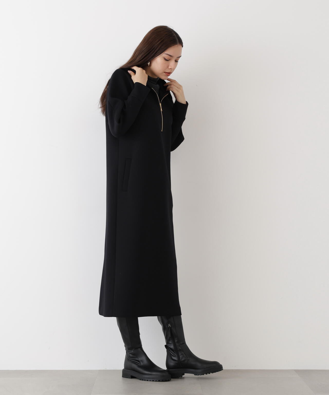 タックスリーブフーディワンピース