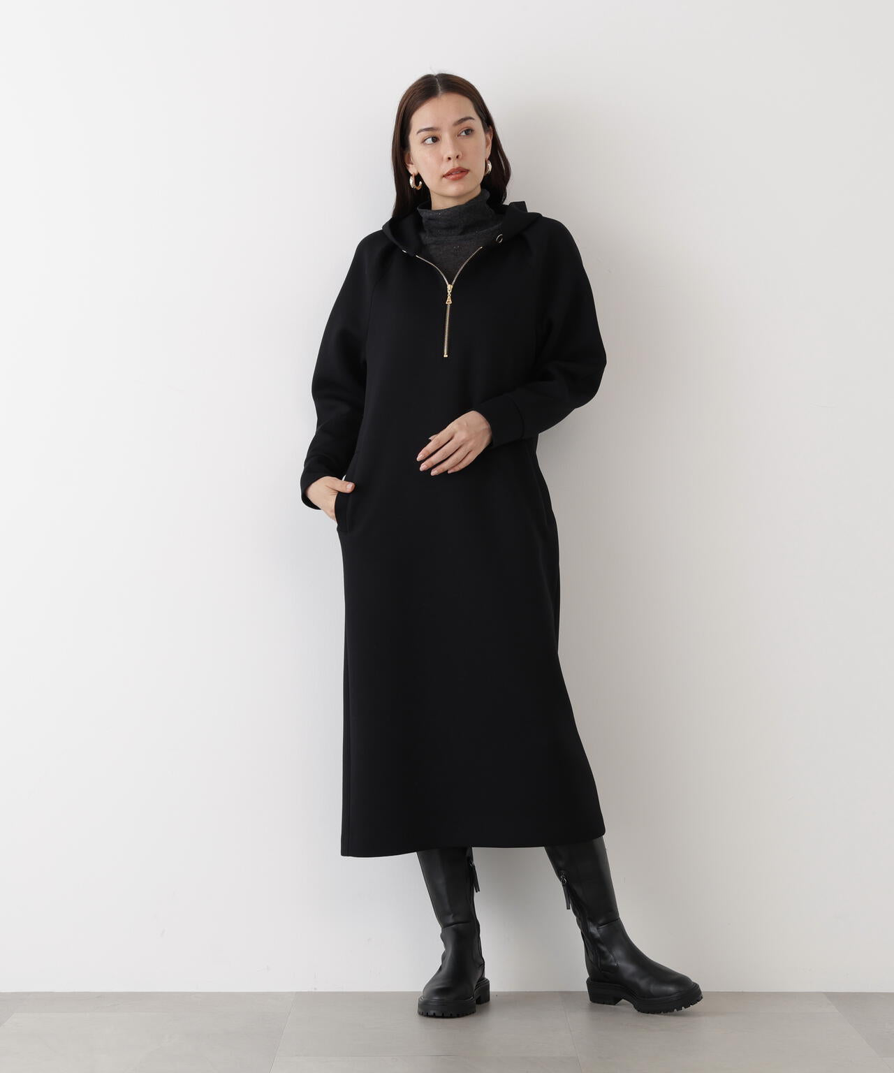 タックスリーブフーディワンピース