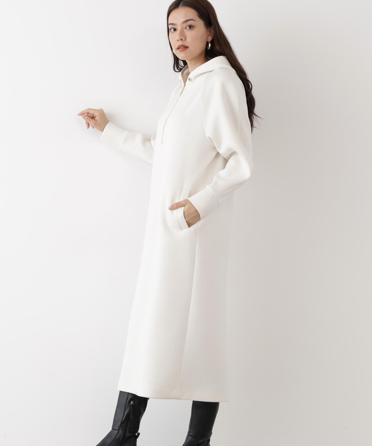 タックスリーブフーディワンピース