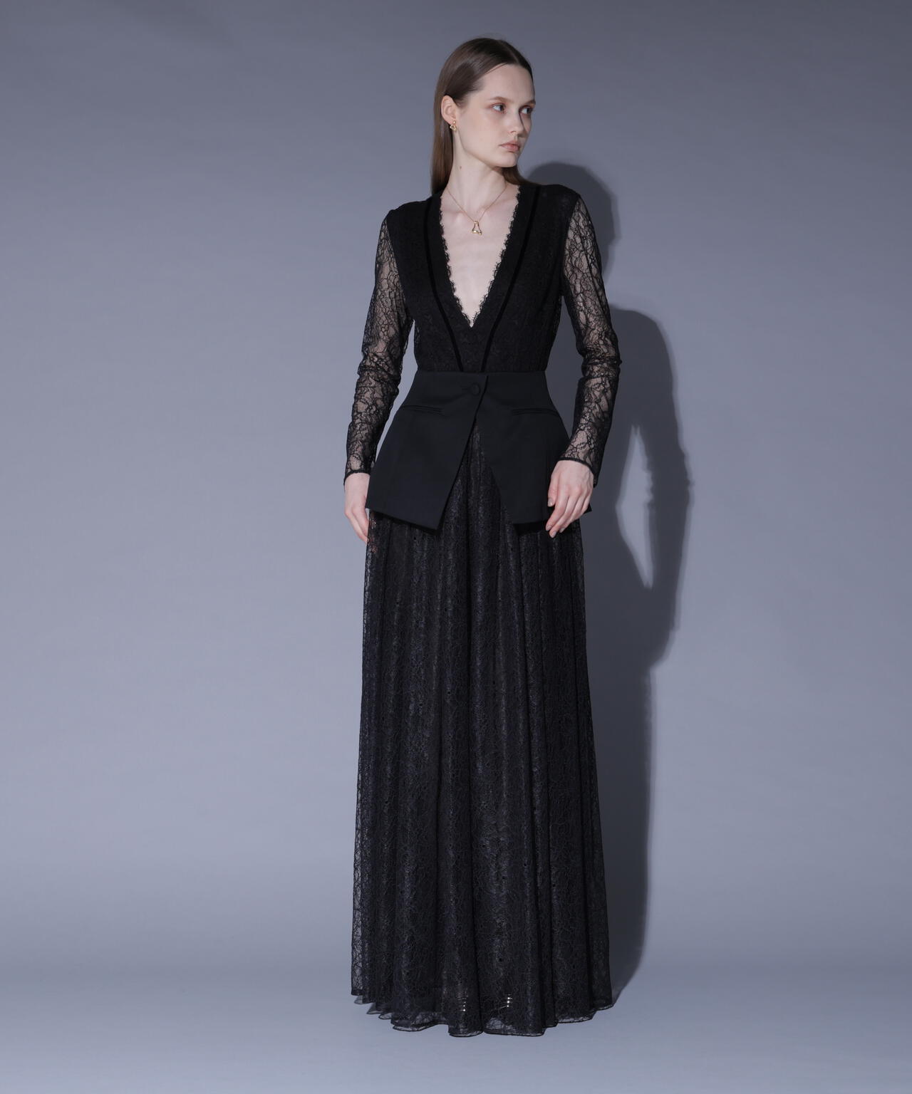 ペプラムベルトレースドレス_