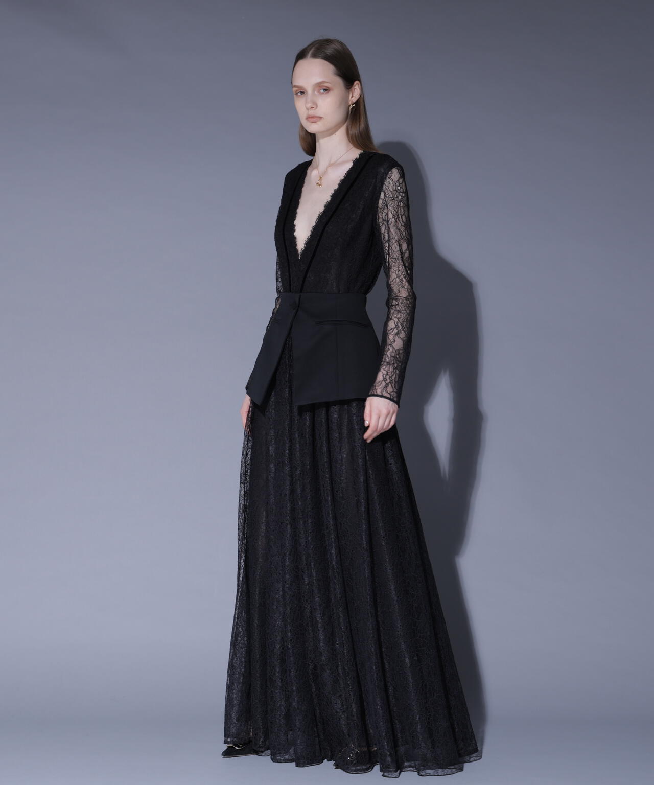 ペプラムベルトレースドレス_