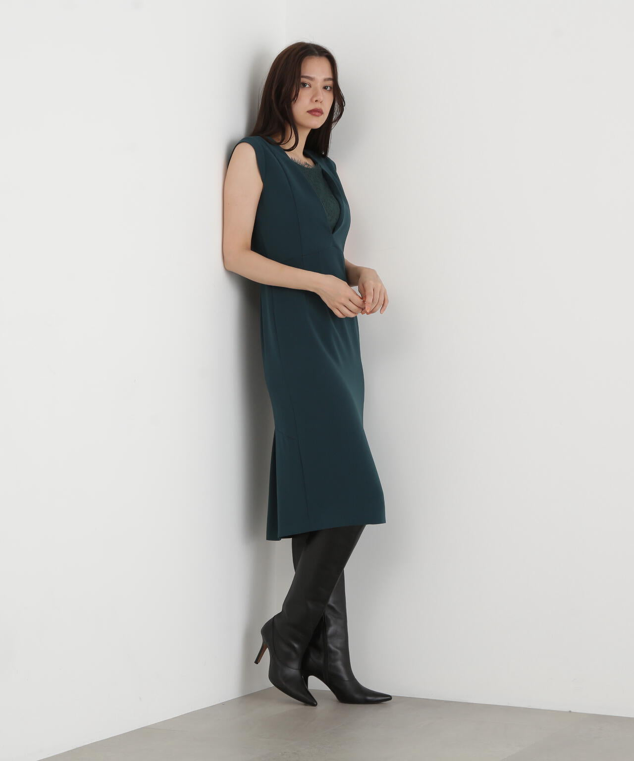 【URBAN PRECIOUS】レースコンビタイトワンピース