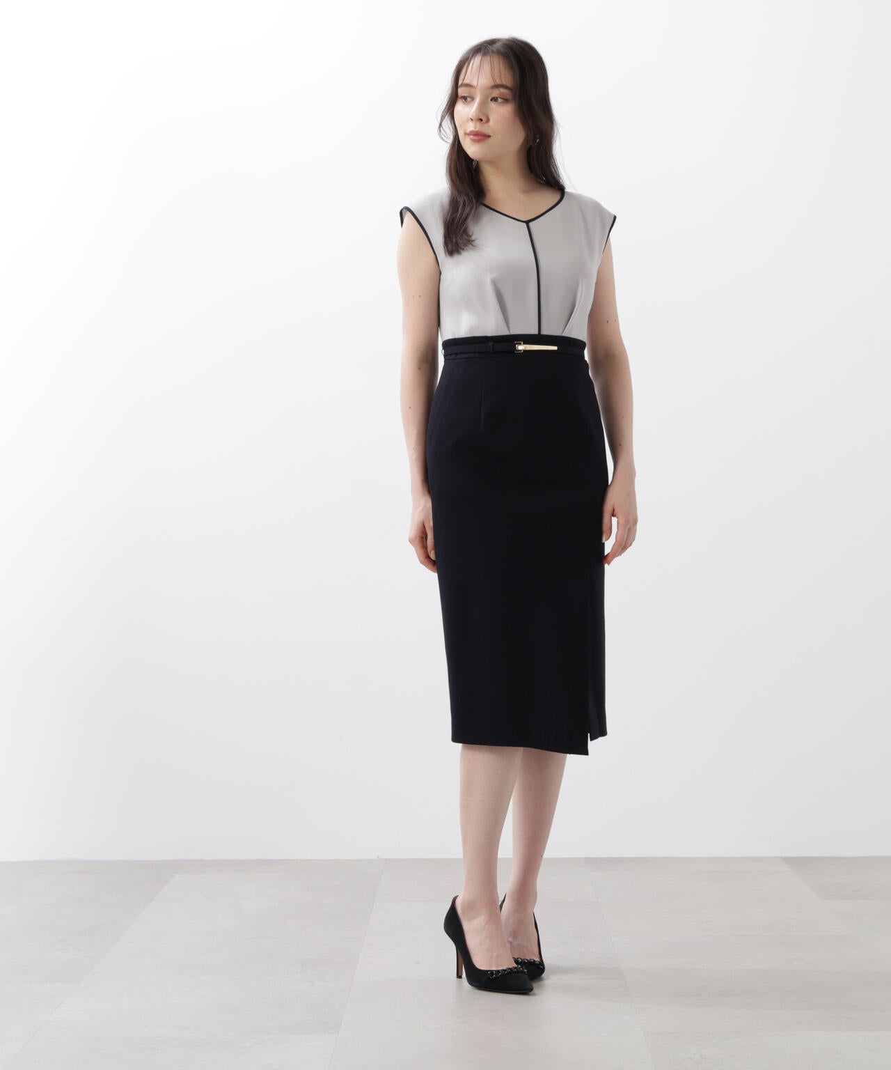 バイカラーコンビワンピース