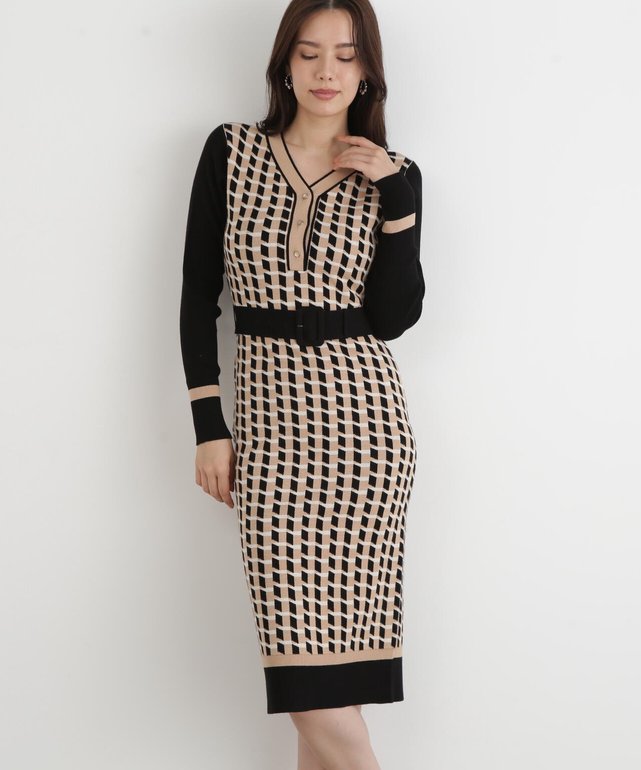 ジオメトリックジャガードニットワンピース | PINKY&DIANNE（ピンキー