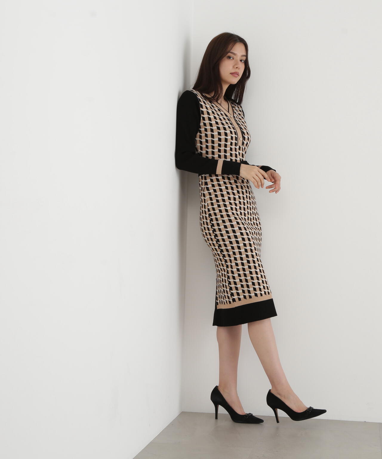 ジオメトリックジャガードニットワンピース | PINKY&DIANNE（ピンキー