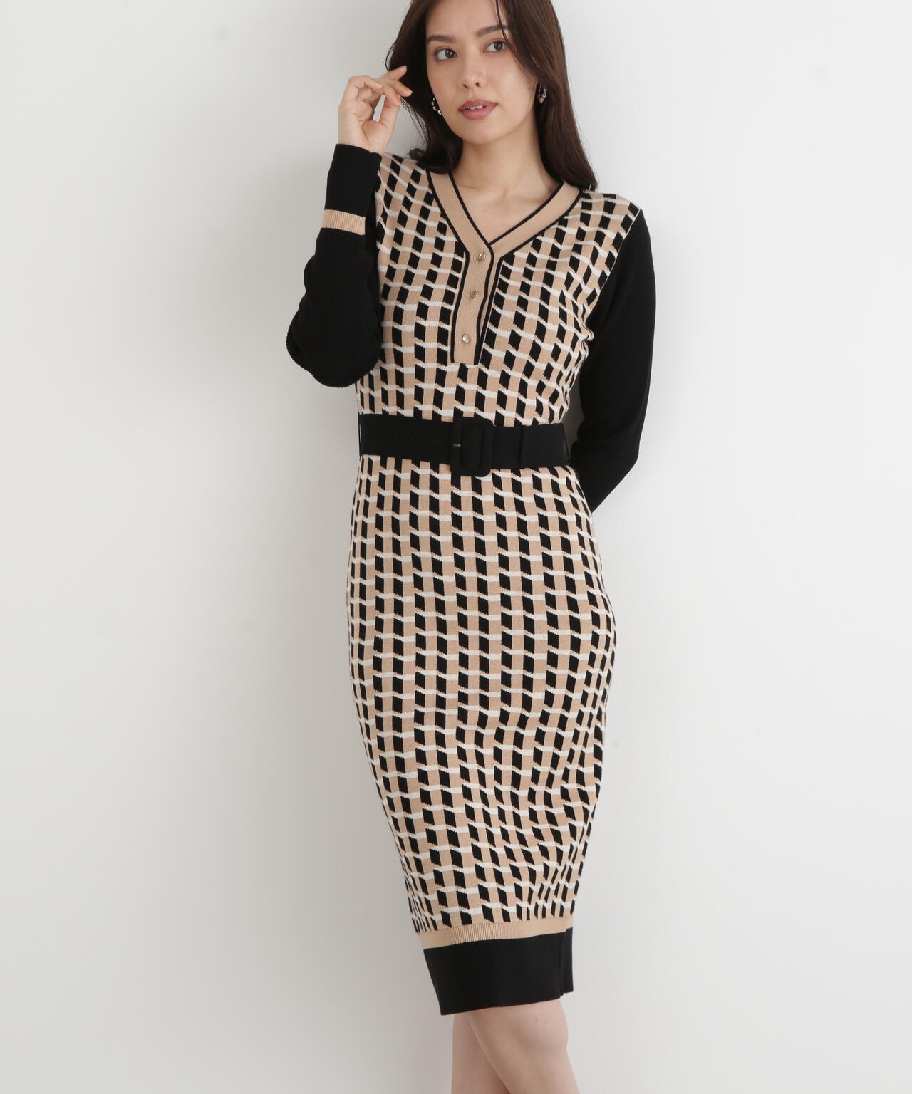 ジオメトリックジャガードニットワンピース | PINKY&DIANNE（ピンキー