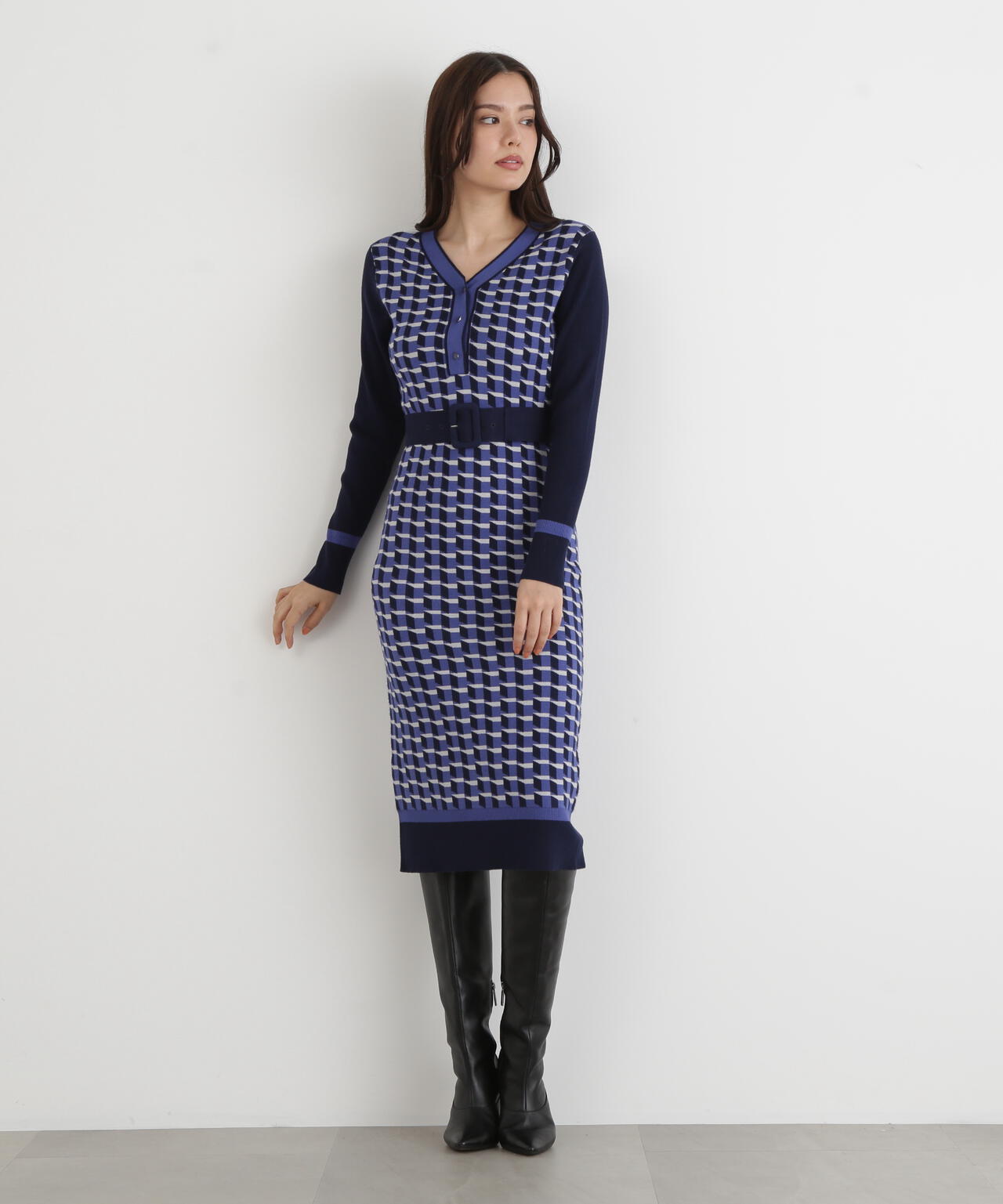 ジオメトリックジャガードニットワンピース | PINKY&DIANNE（ピンキー