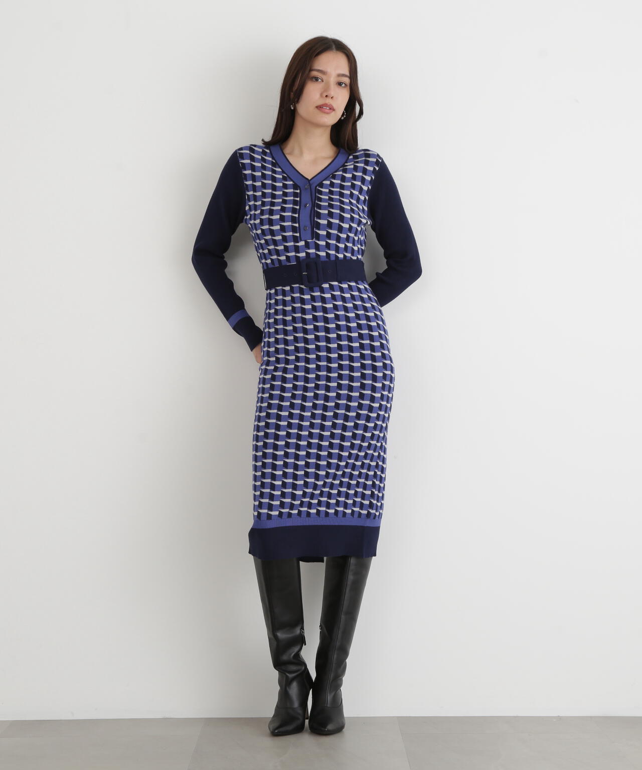 ピンキー＆ダイアン（PINKY&DIANNE）/◆ジオメトリックジャガードニットワンピース ジオメトリックジャガードニットワンピース | PINKY&DIANNE（ピンキー