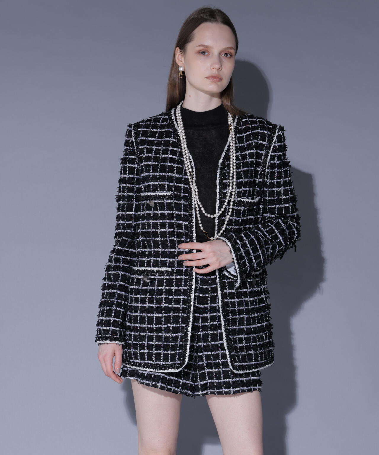 スパンコールツィードジャケット_