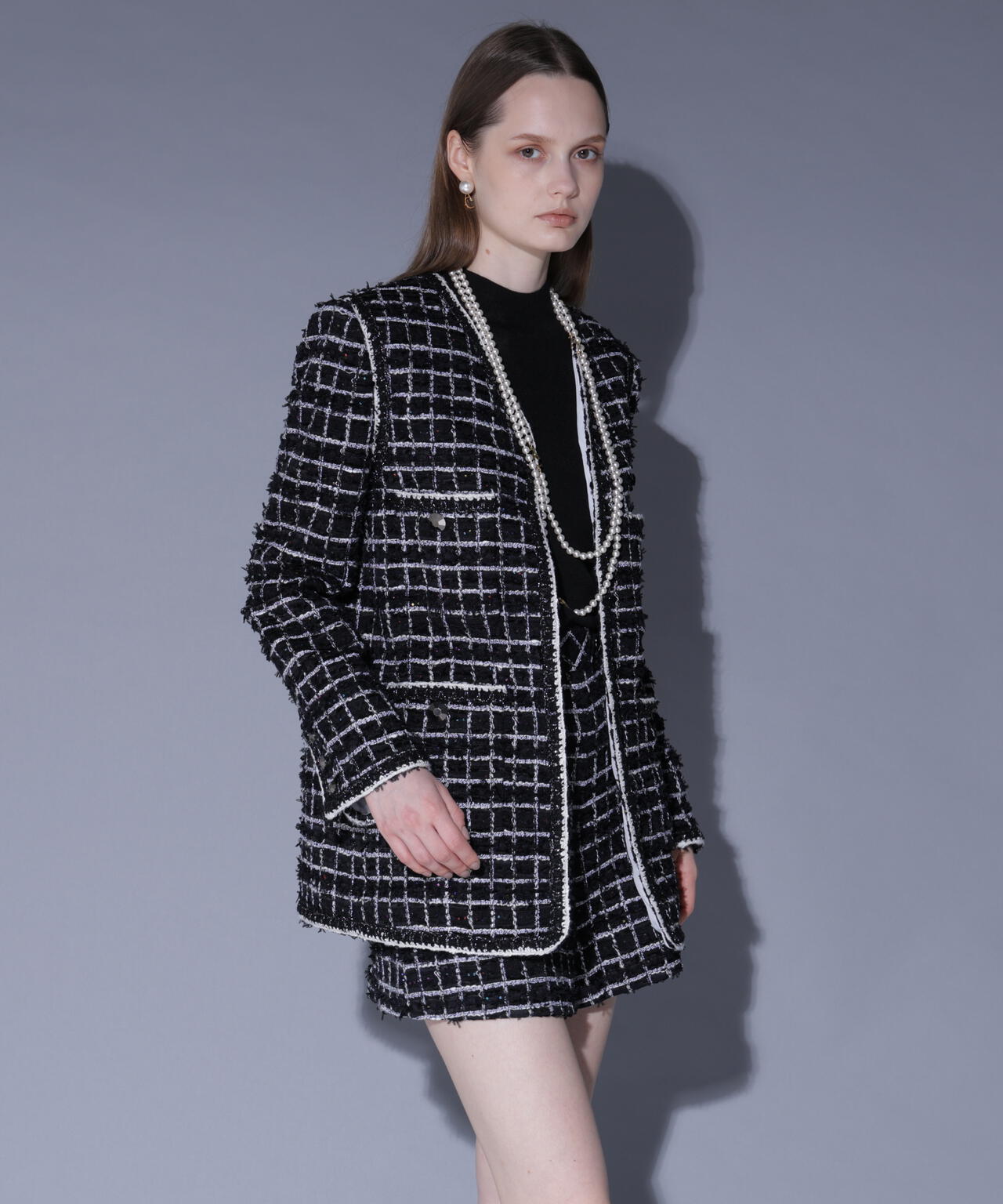スパンコールツィードジャケット_