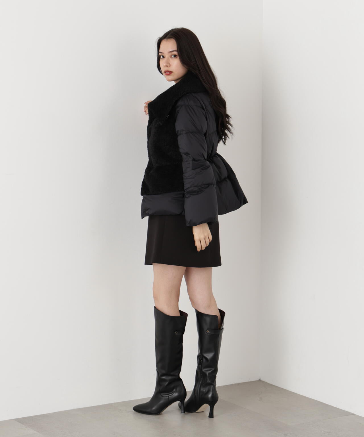 ファーコンビビックカラーミドルダウンコート | PINKY&DIANNE